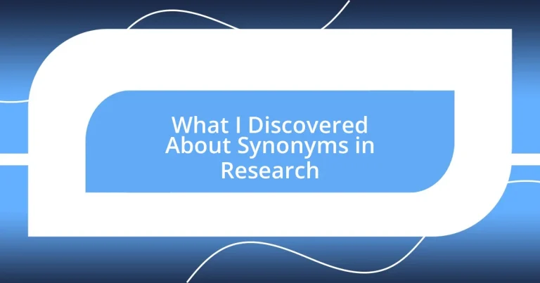 What I Discovered About Synonyms in Research